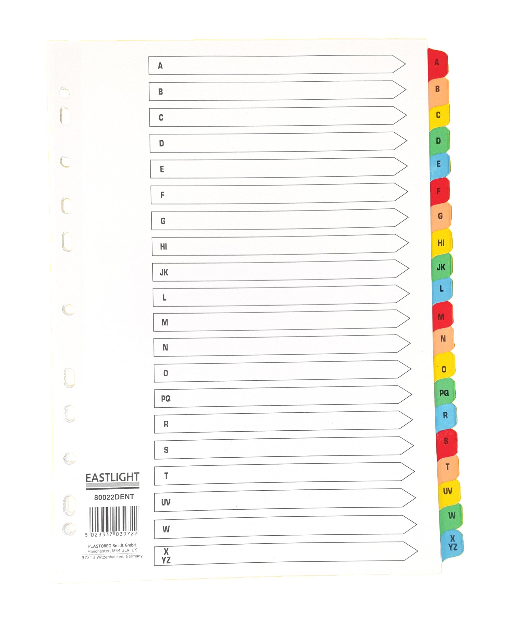CTS Wholesale Index White Multicolour Tabs A-Z