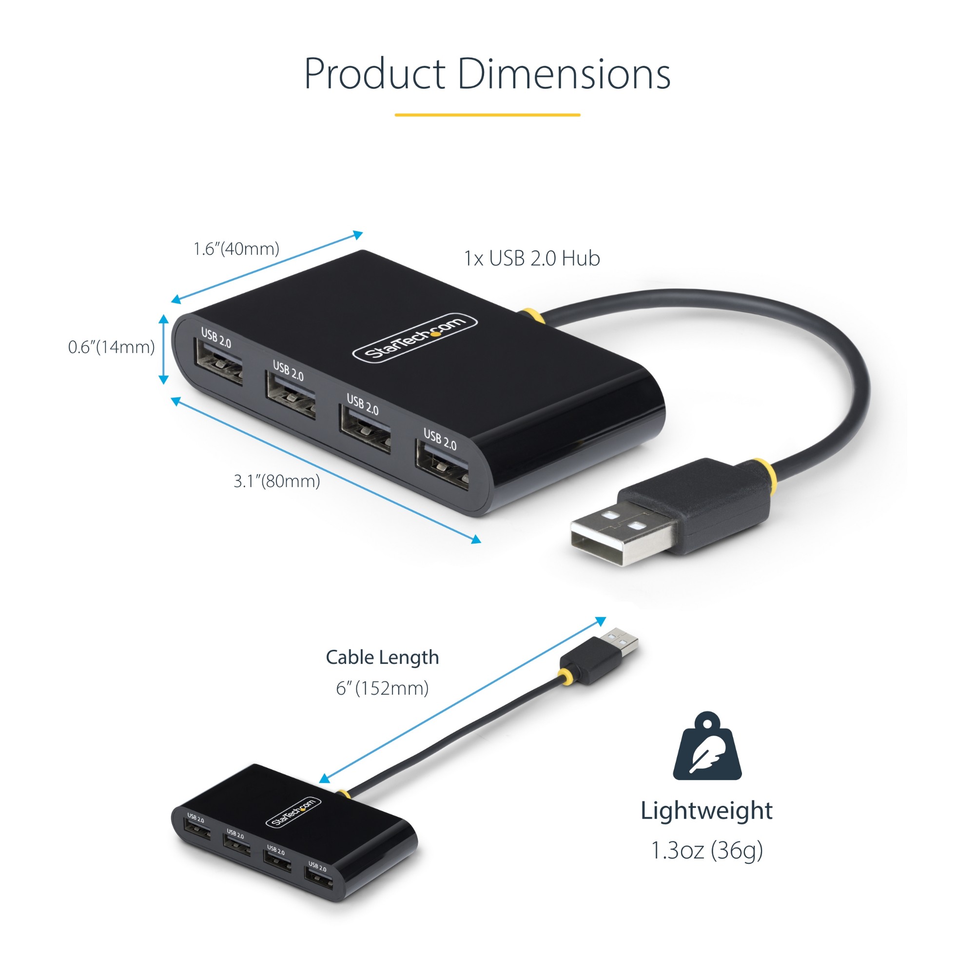 StarTech.com ST4200MINI2-USB-HUB interface hub USB 2.0 480 Mbit/s Black