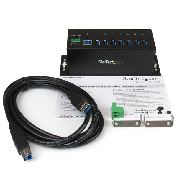 StarTech.com 7-Port Industrial USB 3.0 Hub with ESD & 350W Surge Protection