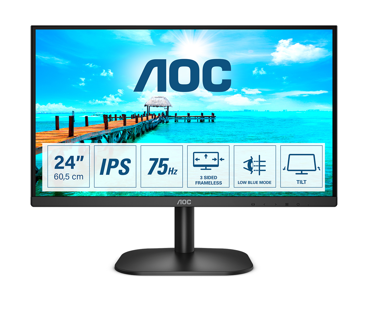 Image of AOC B2 24B2XD LED display 60.5 cm (23.8") 1920 x 1080 pixels Full...