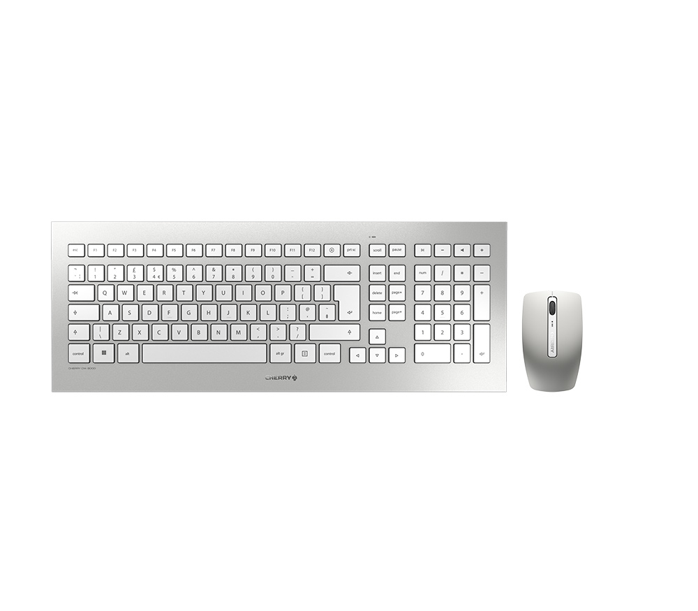 Image of CHERRY DW 8000 Wireless Keyboard & Mouse Set, Silver/White, USB...