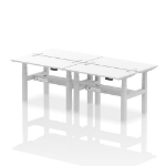 Dynamic Air Back-to-Back W1200 x D600mm Height Adjustable Sit Stand 4 Person Bench Desk With Cable Ports White Finish Silver Frame - HA01598 DD
