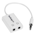 StarTech.com White Slim Mini Jack Headphone Splitter Cable Adapter - 3.5mm Male to 2x 3.5mm Female