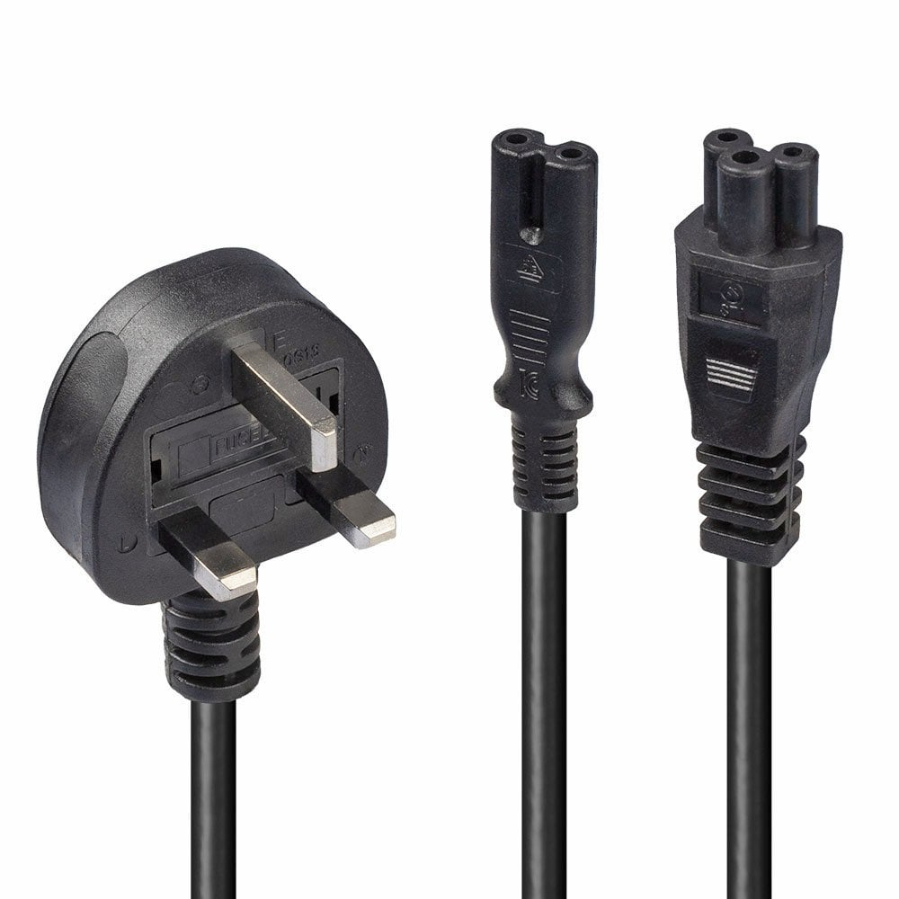Image of Lindy 2.5m UK 3 Pin Plug to IEC C5 & IEC C7 Splitter Extension...
