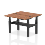 Dynamic Air Back-to-Back W1200 x D600mm Height Adjustable Sit Stand 2 Person Bench Desk With Cable Ports Walnut Finish Black Frame - HA01554 DD