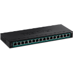 Trendnet TPE-TG160H network switch Unmanaged Gigabit Ethernet (10/100/1000) Power over Ethernet (PoE) 1U Black