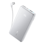 Anker Zolo Power Bank, 10,000mAh Portable Charger 22.5W Output with Built-in USB-C Cable, Black