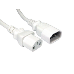 Cables Direct IEC Extension Cable C13 / C14 1m White C14 coupler C13 coupler