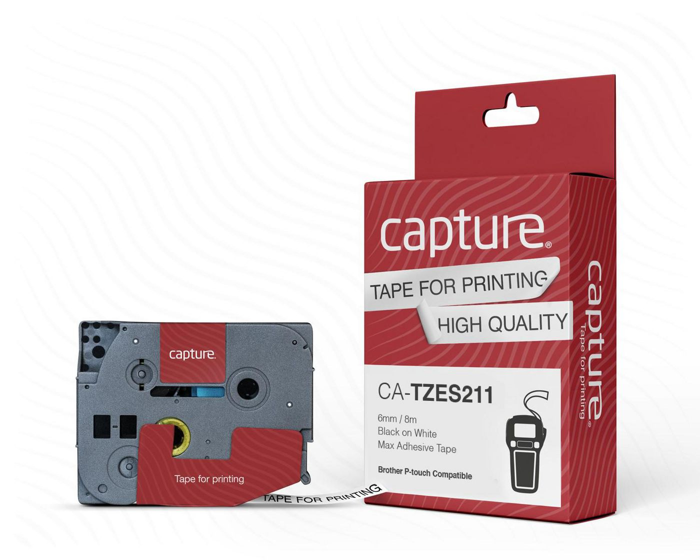 Capture CA-TZES211 label-making tape Black on white
