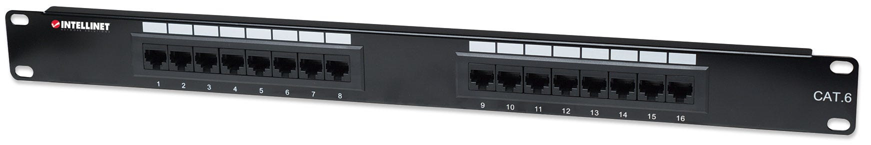 Image of Intellinet Patch Panel, Cat6, UTP, 16-Port, 1U, Black