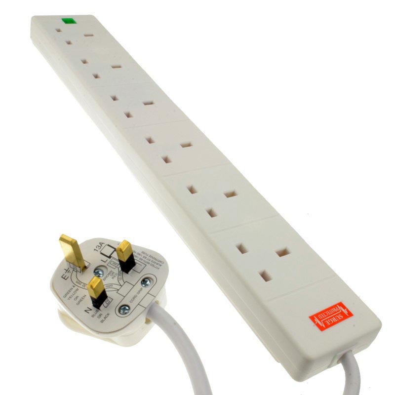 Image of FDL 6 WAY SURGE PROTECTED MAINS EXTENSION -1M