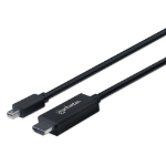 Manhattan Mini DisplayPort 1.1 to HDMI Cable, 1080p@60Hz, 1m, Male to Male, Black, Three Year Warranty, Polybag