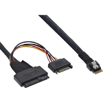 InLine Slim SAS cable, SFF-8654 to U.2 SFF-8639 + SATA power, 24Gb/s, 1m