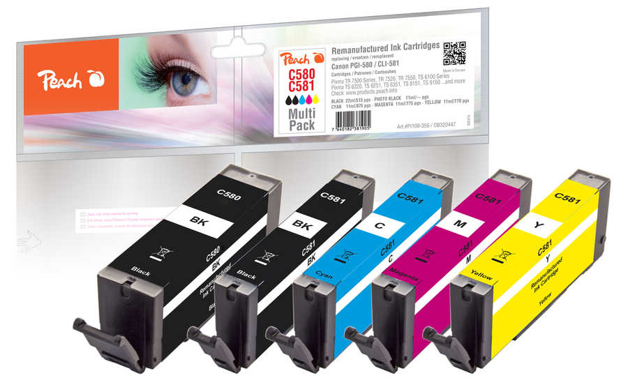 Image of Peach PI100-356 ink cartridge Compatible Black, Cyan, Magenta,...