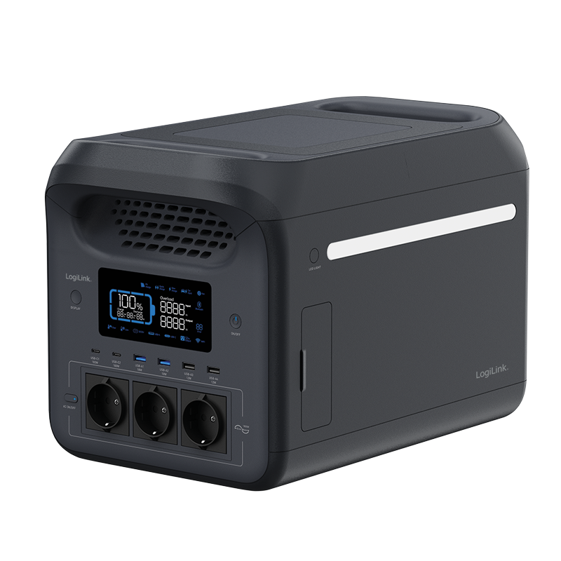 LogiLink Portable power station. 1800W. LiFePO4 battery. Tuya compatib