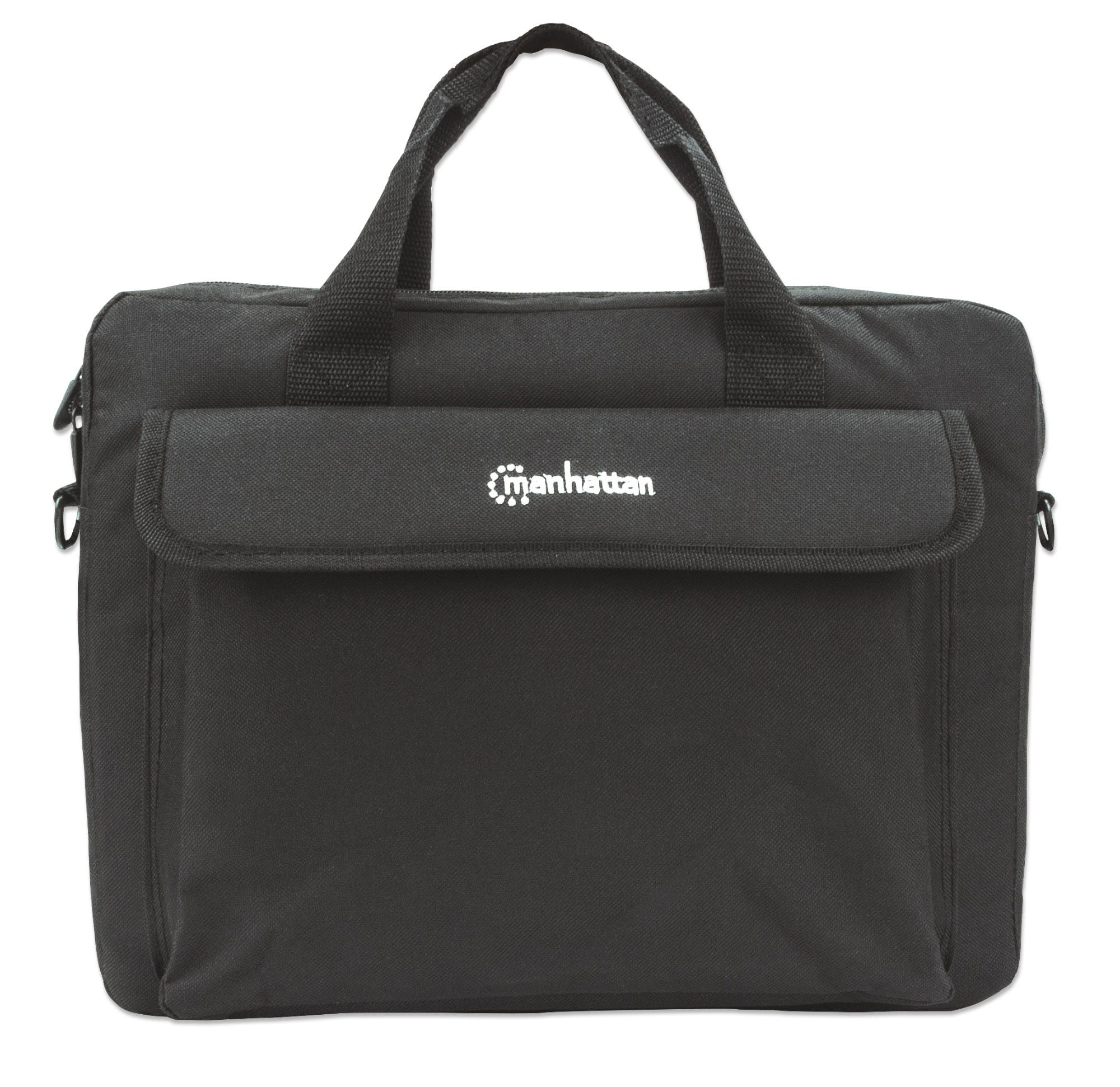 Manhattan London Laptop Bag 14.1", Top Loader, Accessories Pocket, Shoulder Strap (removable), Black, Three Year Warranty