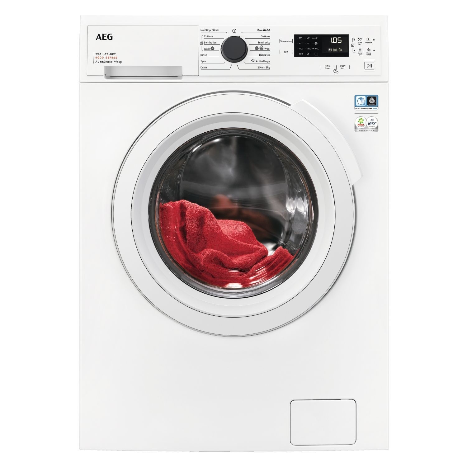 Photos - Other for Computer AEG 6000 Series AutoSense 9kg Wash 6kg Dry 1600rpm Washer Dryer - Whi LWX6 