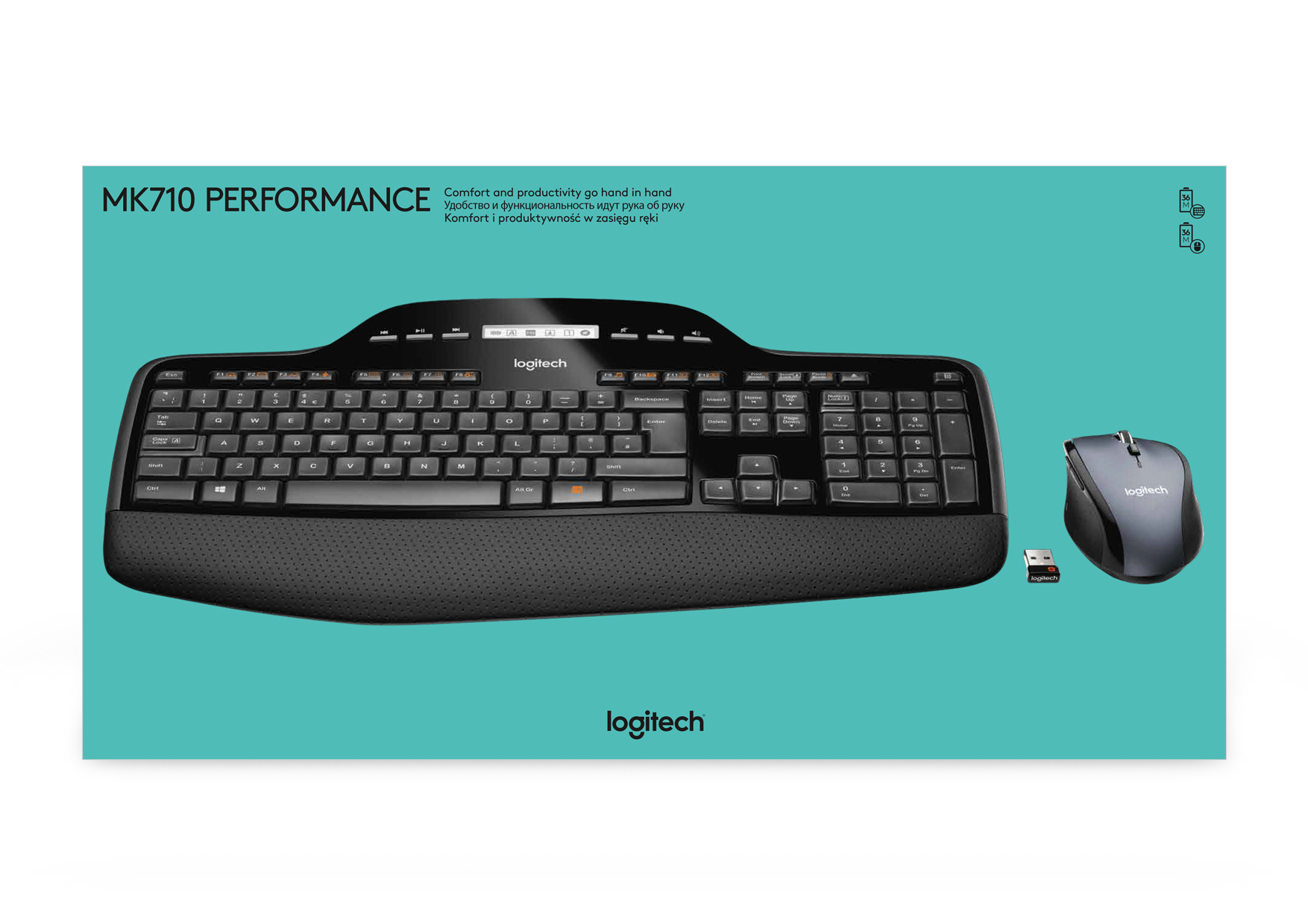 Logitech MK710 keyboard RF Wireless QWERTY US International Black, 0 in
