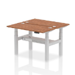 Dynamic Air Back-to-Back W1200 x D600mm Height Adjustable Sit Stand 2 Person Bench Desk With Cable Ports Walnut Finish Silver Frame - HA01556 DD