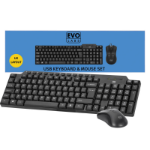 Evo Labs CM-501UK Wired Multimedia and Mouse Combo Set, USB Plug and Play, Full Size Qwerty UK Layout with Optical Sensor Mouse, Ideal for Home or Office, Black keyboard Mouse included Home/Office UK International