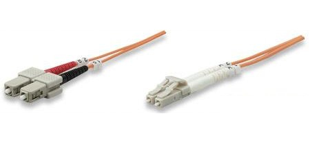 Photos - Cable (video, audio, USB) INTELLINET Fiber Optic Patch Cable, OM2, LC/SC, 1m, Orange, Duplex, Mu 470 