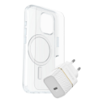 OtterBox Symmetry Series Clear for MagSafe + Premium Glass + Fast Charge Wall Charger USB-C 30W Type C voor Apple iPhone 16