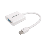 Manhattan Mini DisplayPort 1.2 to VGA Adapter Cable (Clearance Pricing), 1080p@60Hz, Active, White, 19.5cm, Male to Female, Equivalent to MDP2VGAW, Three Year Warranty, Polybag