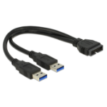 DeLOCK 0.25m USB3.0/2xUSB3.0 USB cable USB 3.2 Gen 1 (3.1 Gen 1) 2 x USB A Black