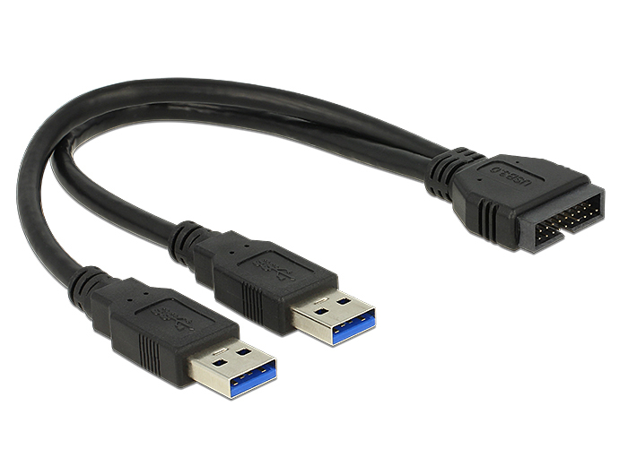 Image of DeLOCK 0.25m USB3.0/2xUSB3.0 USB cable USB 3.2 Gen 1 (3.1 Gen 1) 2...