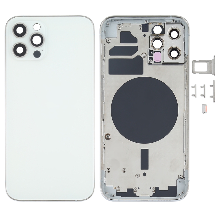 EU Product - iPhone 12 Pro Complete Back Cover with Frame (No Logo) - White thumbnail