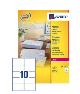 Photos - Other consumables Avery L7173-100 addressing label White Self-adhesive label