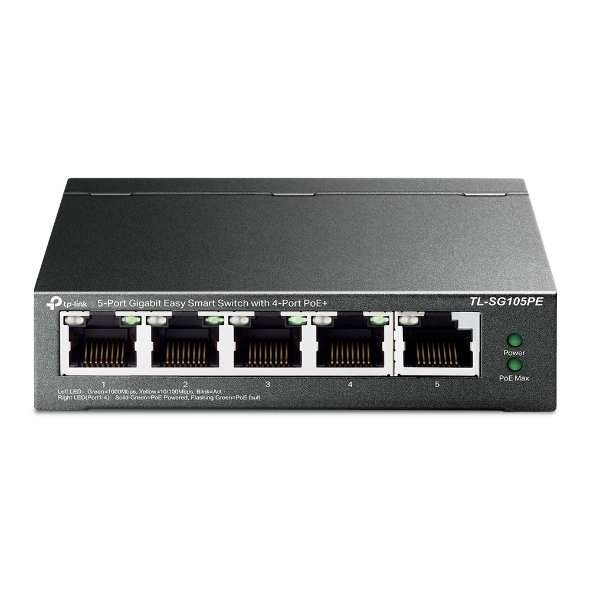 Image of TP-Link 5-Port Gigabit Easy Smart PoE Switch with 4-Port PoE+