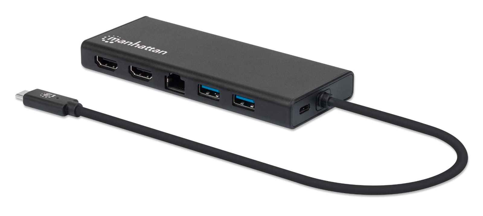 Image of Manhattan USB-C Dock/Hub, Ports (x6): Ethernet, HDMI (x2), USB-A...