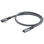 JLC Right Angled R50 Thunder Bolt Braided Type C (Male) to Type C (Female) Cable – 0.3M - Black.