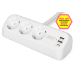 Digitus 3-way office socket strip with 2x USB-A and 1x USB-C connections, white
