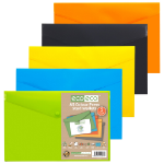 Eco Eco Pack 5 A5 50% Recycled Colour Press Stud Wallets - Pack of 5