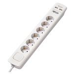 Tripp Lite TLP6G18USB 6-Outlet Surge Protector with USB Charging - German Type F Schuko Outlets, 220-250V, 16A, Schuko Plug, White