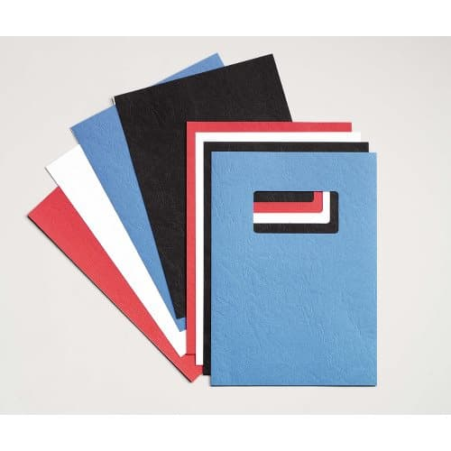GBC LeatherGrain A4 Binding Cover with Window 250gsm Blue (Pack of 50) 46735E