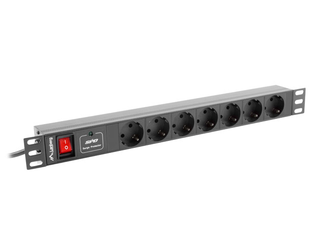 Lanberg PDU-07F-0200-BK power distribution unit (PDU) 7 AC outlet(s) 1U Black