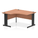 Dynamic Impulse Left Crescent Office Desk W1400 x D1200 x H730mm Cable Managed Leg Beech Finish Black Frame - I004543 DD