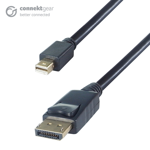 connektgear 2m Mini DisplayPort to DisplayPort Connector Cable - Male to Male Gold Connectors