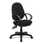 NAUTILUS Designs Java 300 Medium Back Synchronous Triple Lever Fabric Operator Office Chair With Fixed Arms Black - BCF/P606/BK/A DD