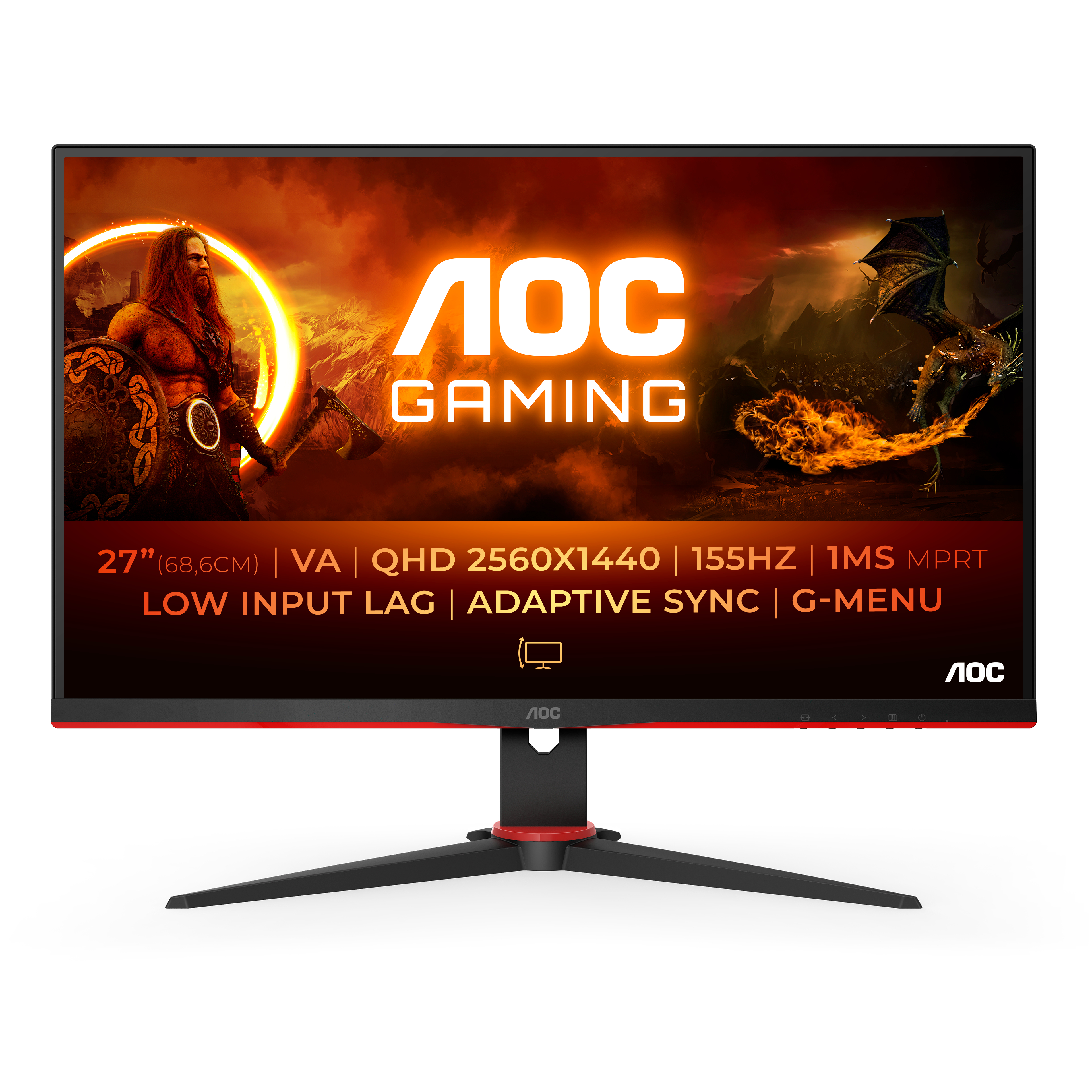 Image of AOC G2 Q27G2E/BK computer monitor 68.6 cm (27") 2560 x 1440 pixels...