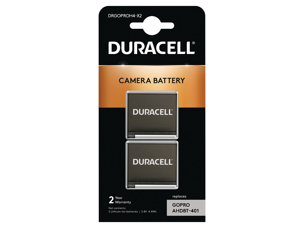Duracell Camera Battery - replaces GoPro Hero 4 Battery, 2 pack