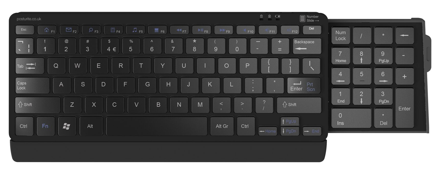 Image of POSTURITE Compact Number Slide Keyboard with retractable number...