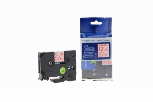 CTS Compatible Brother P Touch TZe-132 Red on Clear also for TZ-132 Label Cassette