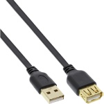 InLine USB 2.0 Flat Cable Type A male / female gold plated black 5m
