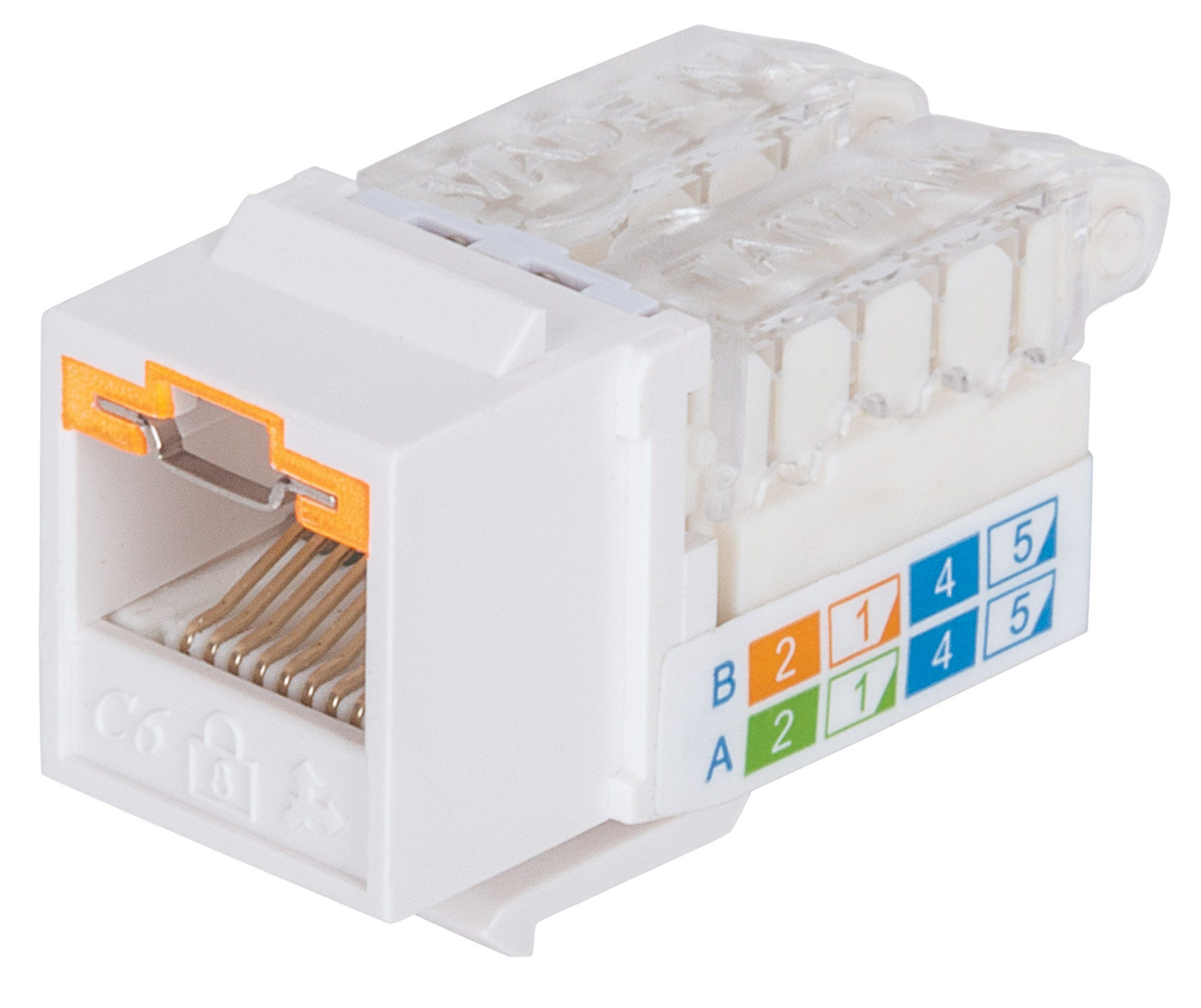 Intellinet Keystone Jack, Cat6, UTP, Toolless, Locking Function, White
