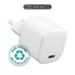 eSTUFF 100% Recycled Plastic - Home Charger USB-C PD 3A 20W, EU Plug - White