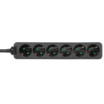 Deltaco GT-0620 power extension 1.5 m 6 AC outlet(s) Indoor Black